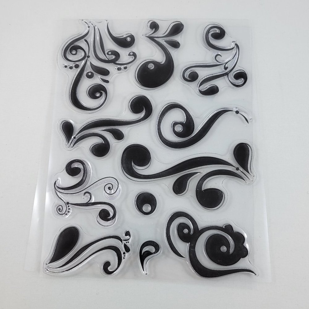 Big Swirls Clear Stamp Set Autumn Leaves Rhonna Farrer 11 Pieces Card Making